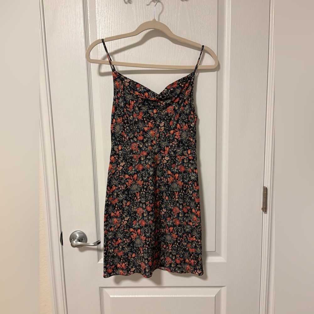 Aritzia Sunday Best Black and Pink Floral Mini Dress